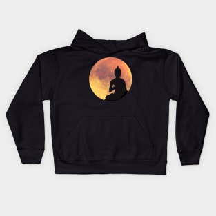 Full Moon and Buddha Silhouette Kids Hoodie